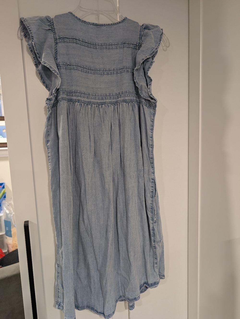 Gentle Fawn Light Blue Denim V-Neck Ruffle Sleeve Dress - Picture 2 of 3